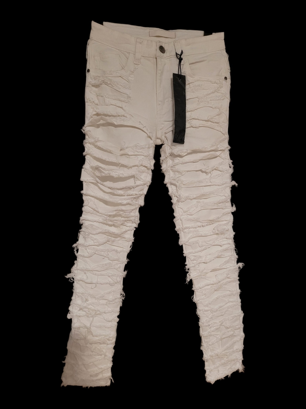 Women’s Cream Ruffle-Detail Skinny Jeans